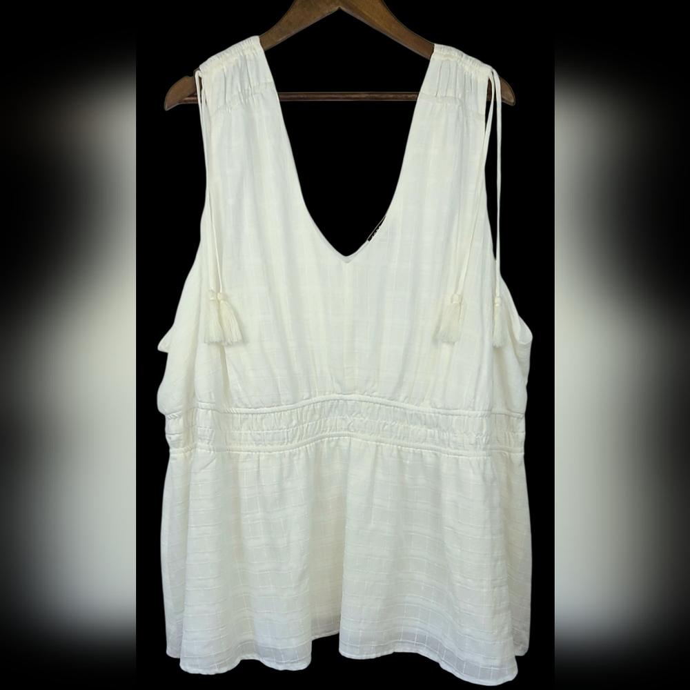 Torrid White Cottage Core, Coastal Cowgirl Babydoll Tank Top - Plus Size 5X - Picture 4 of 16